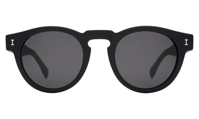 Leonard Sunglasses front view in Matte Black with Grey