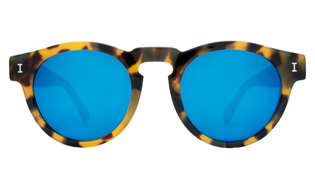 Leonard Sunglasses front view in Tortoise with Blue Mirror