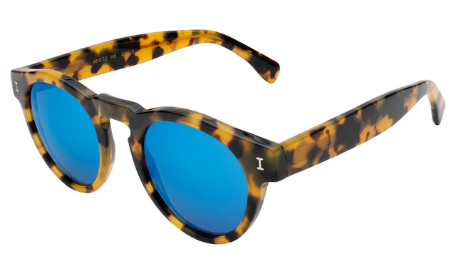 Leonard Sunglasses side view in Tortoise / Blue Mirror