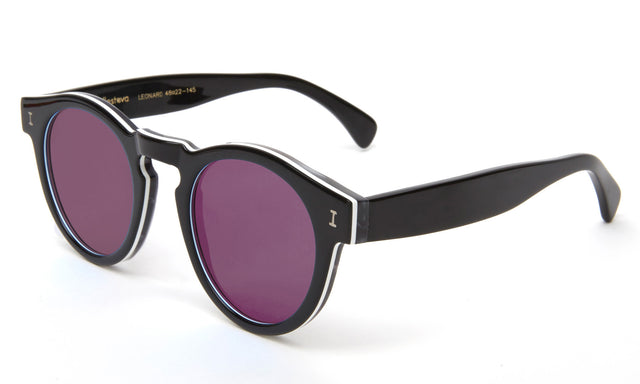 Leonard (Classic Flex Hinge) Sunglasses Side Profile in Tuxedo / Bordeaux Flat Mirror