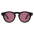Front view of Leonard Sunglasses in Black/Plum See Through
