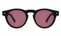 Front view of Leonard Sunglasses in Black/Plum See Through