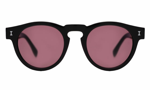 Leonard Sunglasses front view in Black with Plum See Through