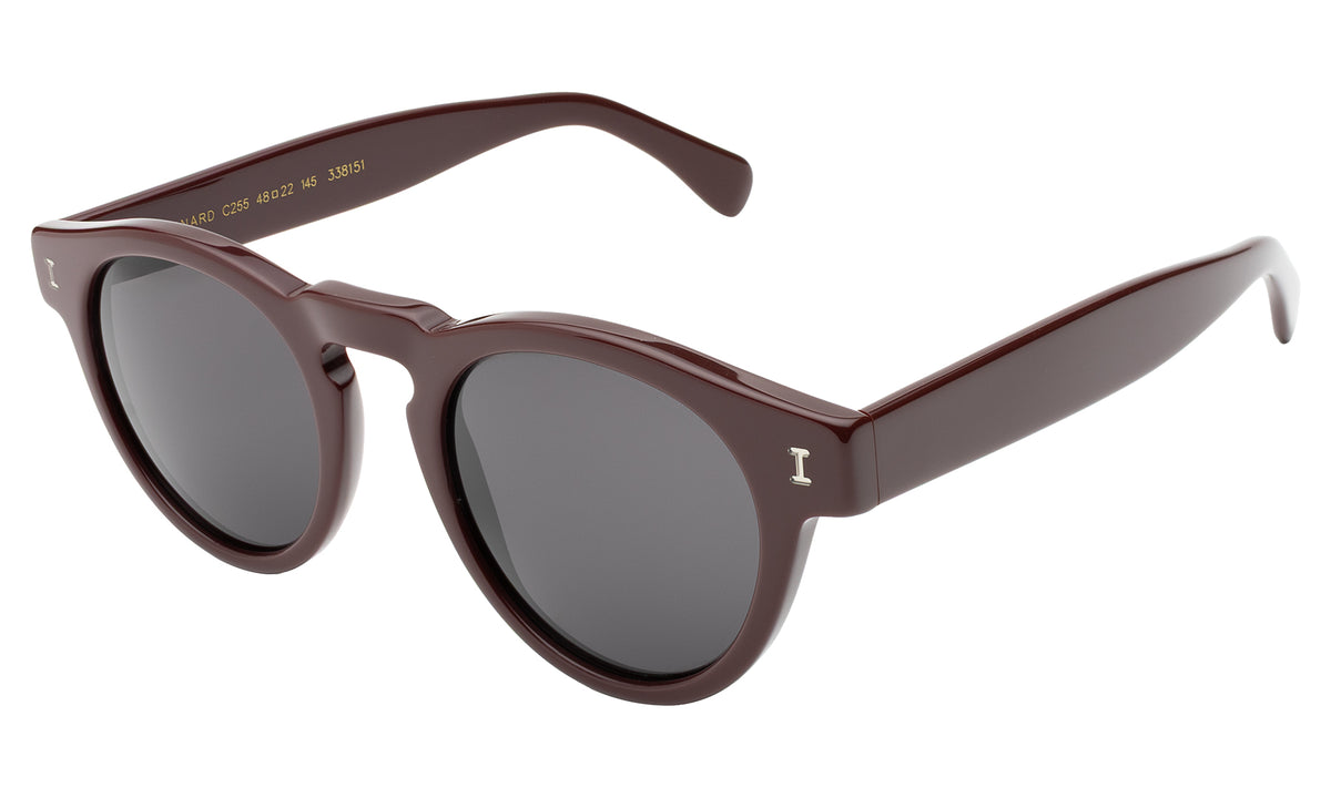 Leonard Sunglasses in Bordeaux with Grey lenses, side view