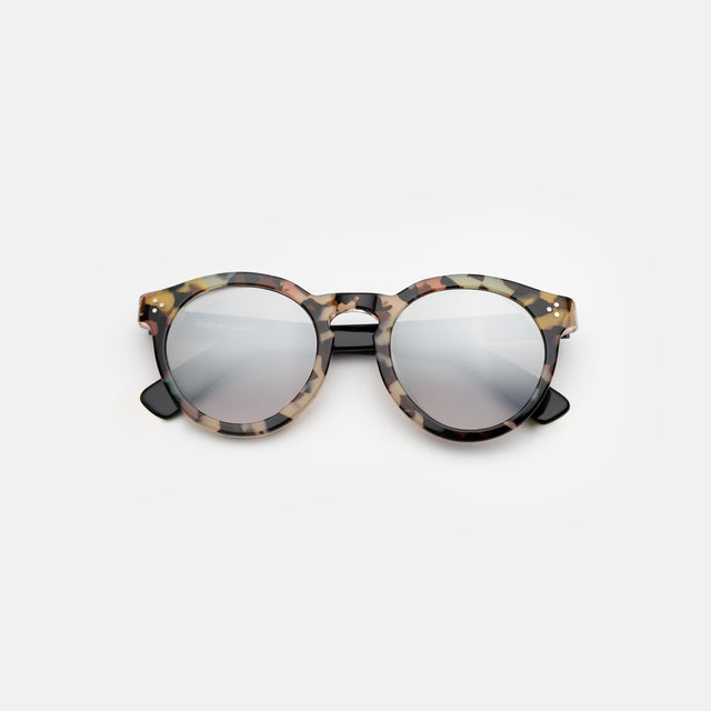 Leonard II E Sunglasses side view in Rainbow Tortoise/Black Silver Mirror Gradient