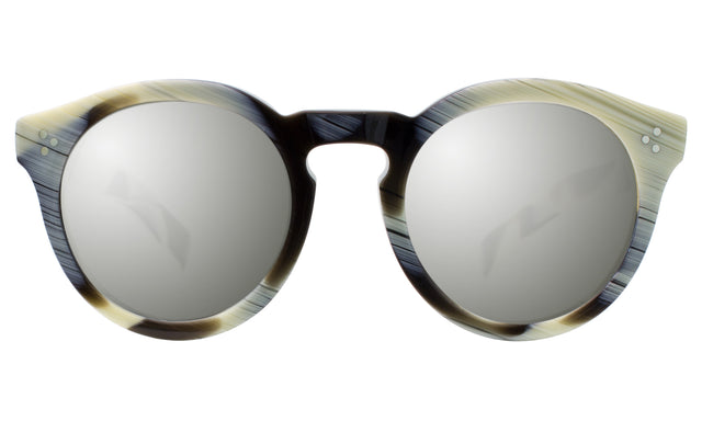 Leonard II Sunglasses front view in Horn with Silver Mirror