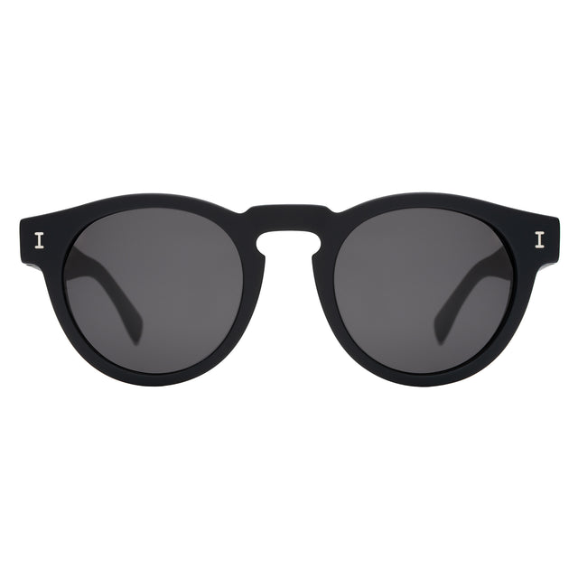 Leonard Sunglasses front view in Matte Black with Grey