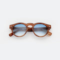 Front view of Leonard Sunglasses in Toffee/Blue Gradient See Through