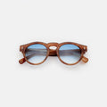 Front view of Leonard Sunglasses in Toffee/Blue Gradient See Through