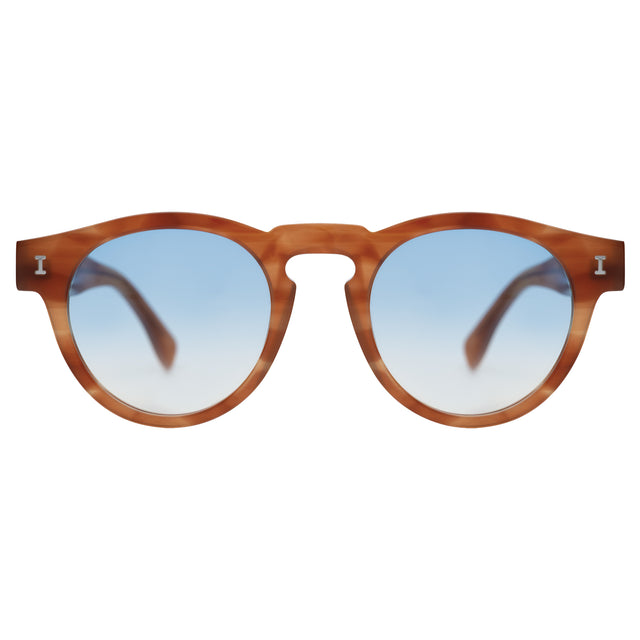 Leonard Sunglasses front view in Toffee with Blue Gradient See Through