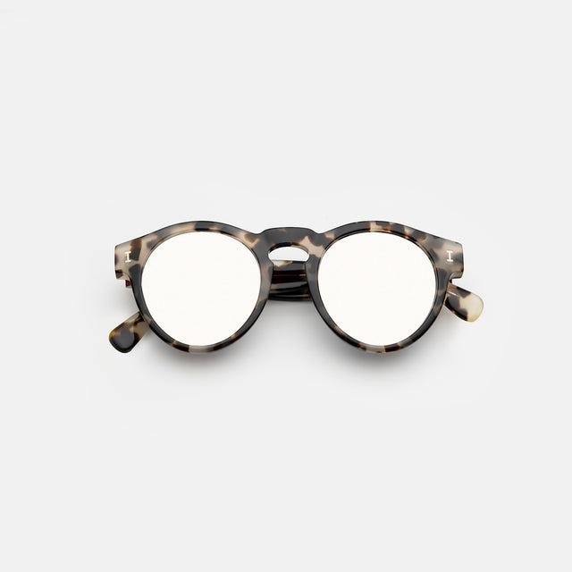 Leonard Sunglasses side view in White Tortoise / Silver Mirror