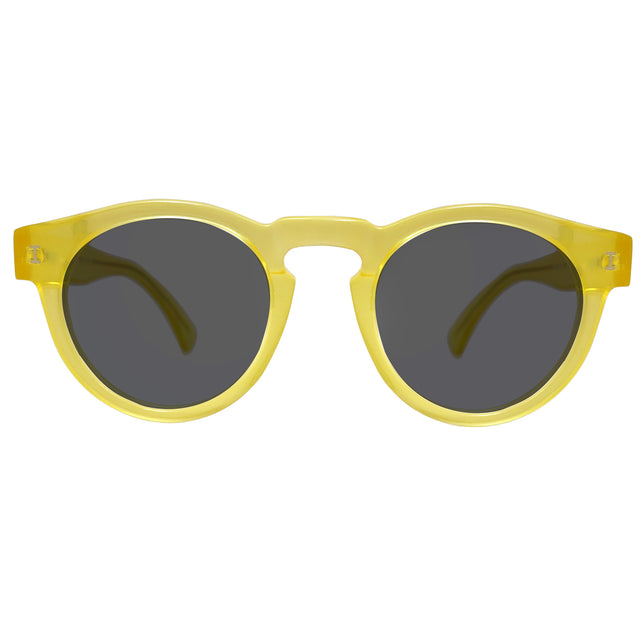 Leonard (Classic Flex Hinge) Sunglasses front view in Yellow with Grey