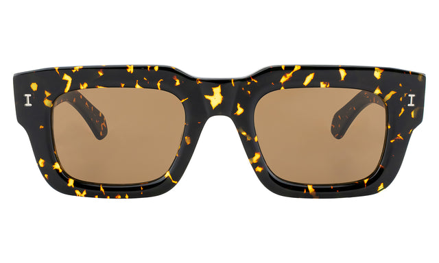 Lewis 50 Sunglasses in Flame with Brown Flat