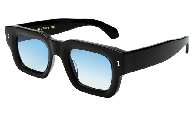 Lewis Sunglasses Side Profile in Black / Blue Flat Gradient See Through