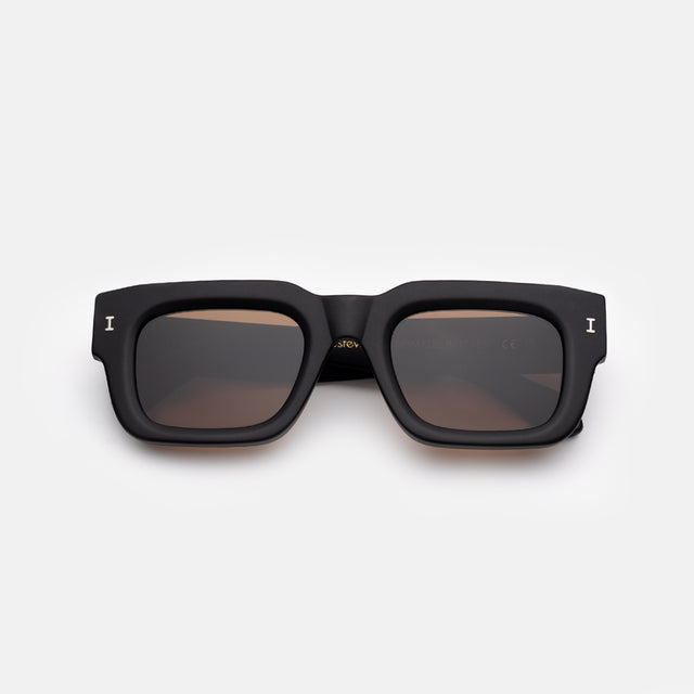 Lewis 50 Sunglasses side view in Matte Black / Brown Flat