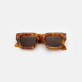 Front view of Lewis Sunglasses in Amber/Brown Flat