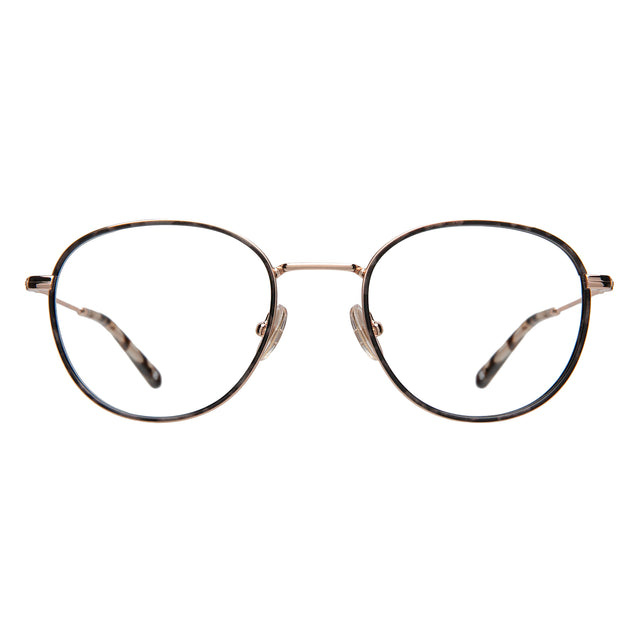 London Optical front view in White Tortoise/Rose Gold with Optical