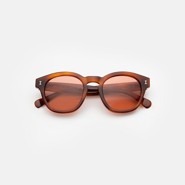 Madison Sunglasses side view in Red Havana / Sunset