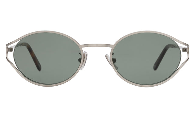 Maria Sunglasses front view in Silver with Olive