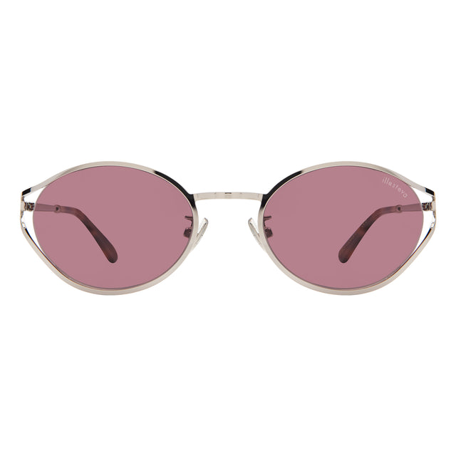 Maria Sunglasses front view in Silver with Plum See Through