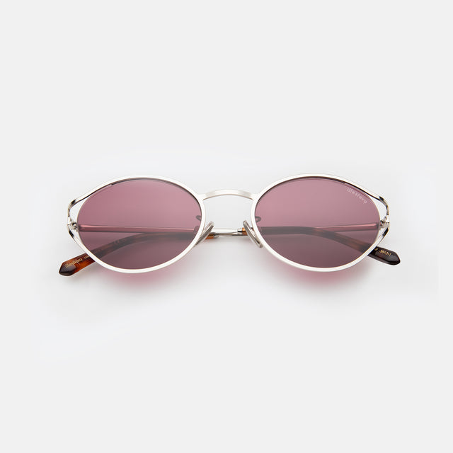 Maria Sunglasses side view in Silver / Plum See Through