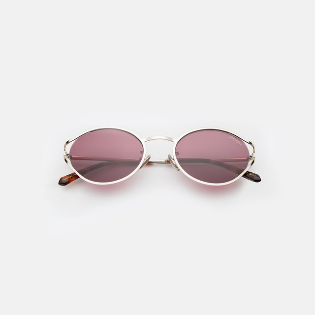 Maria Sunglasses side view in Silver / Plum See Through