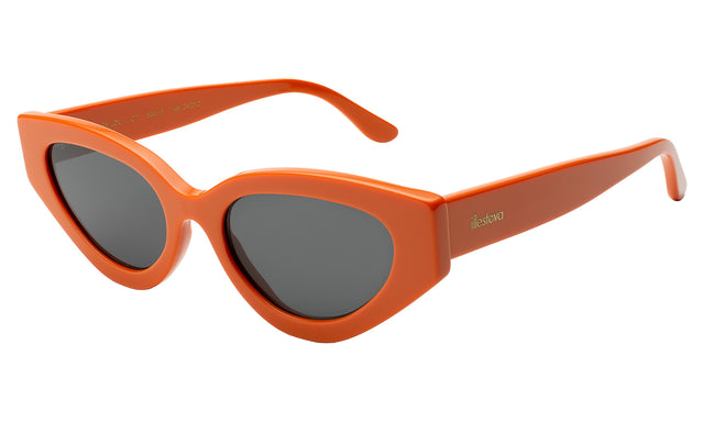 Mary Lou Sunglasses Side Profile in Aperol / Grey Flat