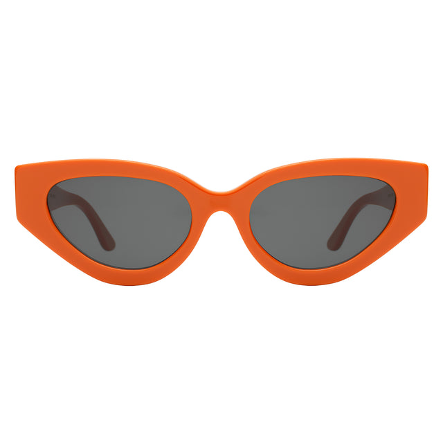 Mary Lou Sunglasses front view in Aperol with Grey Flat