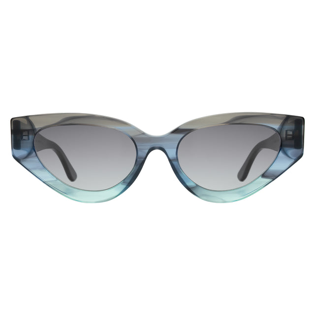 Mary Lou Sunglasses front view in Deep Sea with Grey Flat Gradient