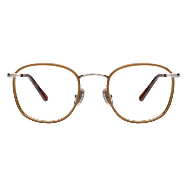Mayfair Optical front view in Saddle/Silver Optical