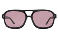 Front view of Memphis 57 Sunglasses in Black/Plum See Through
