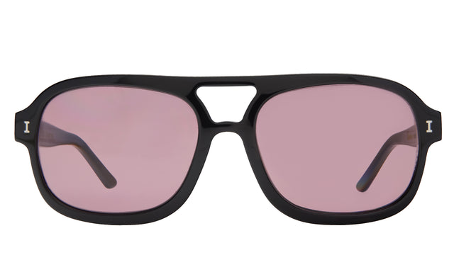 Memphis 57 Sunglasses front view in Black with Plum See Through