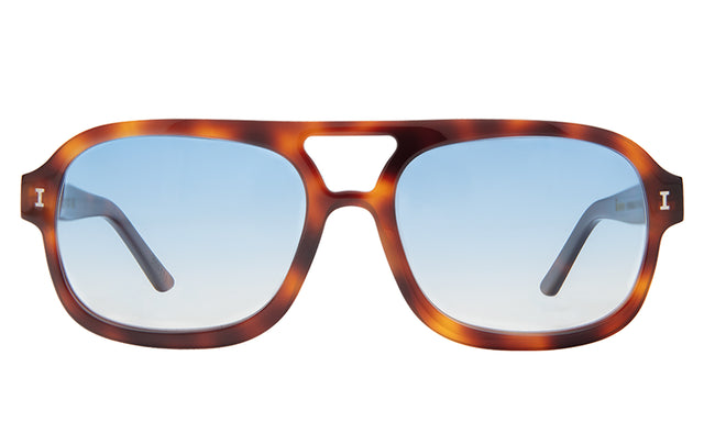 Memphis 57 Sunglasses front view in Havana with Blue Gradient See Through