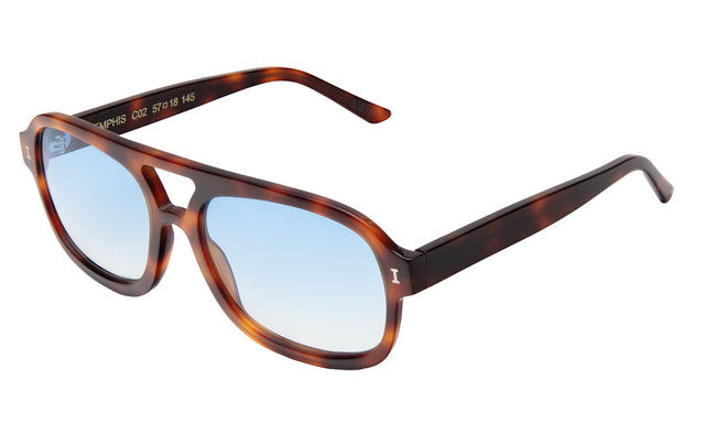 Memphis 57 Sunglasses side view in Havana / Blue Gradient See Through