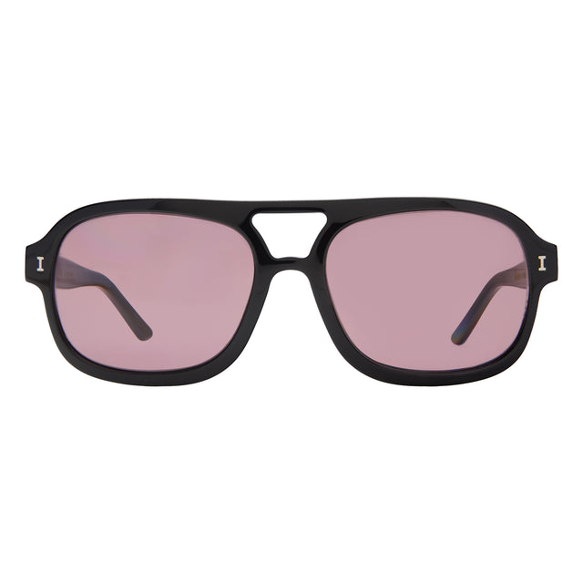 Memphis 57 Sunglasses front view in Black with Plum See Through