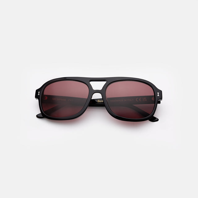 Memphis 57 Sunglasses side view in Black / Plum See Through
