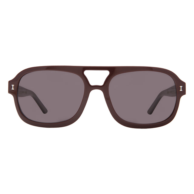 Memphis 57 Sunglasses front view in Bordeaux with Grey