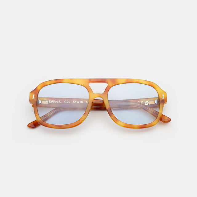 Memphis Sunglasses side view in Amber / Light Blue See Through