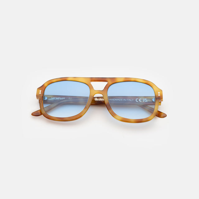Memphis Sunglasses side view in Amber / Light Blue See Through
