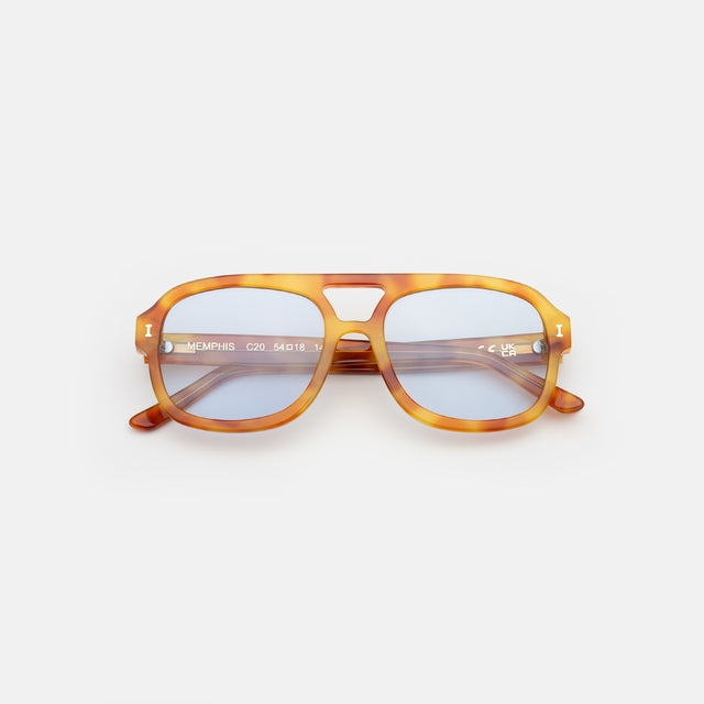Memphis Sunglasses side view in Amber / Light Blue See Through