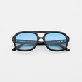 Front view of Memphis Sunglasses in Black/Blue Gradient See Through
