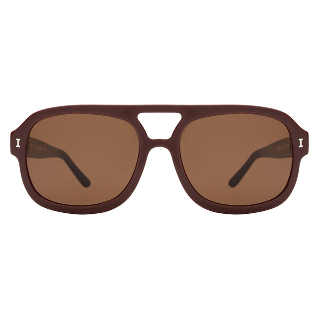 Memphis Sunglasses front view in Bordeaux with Brown