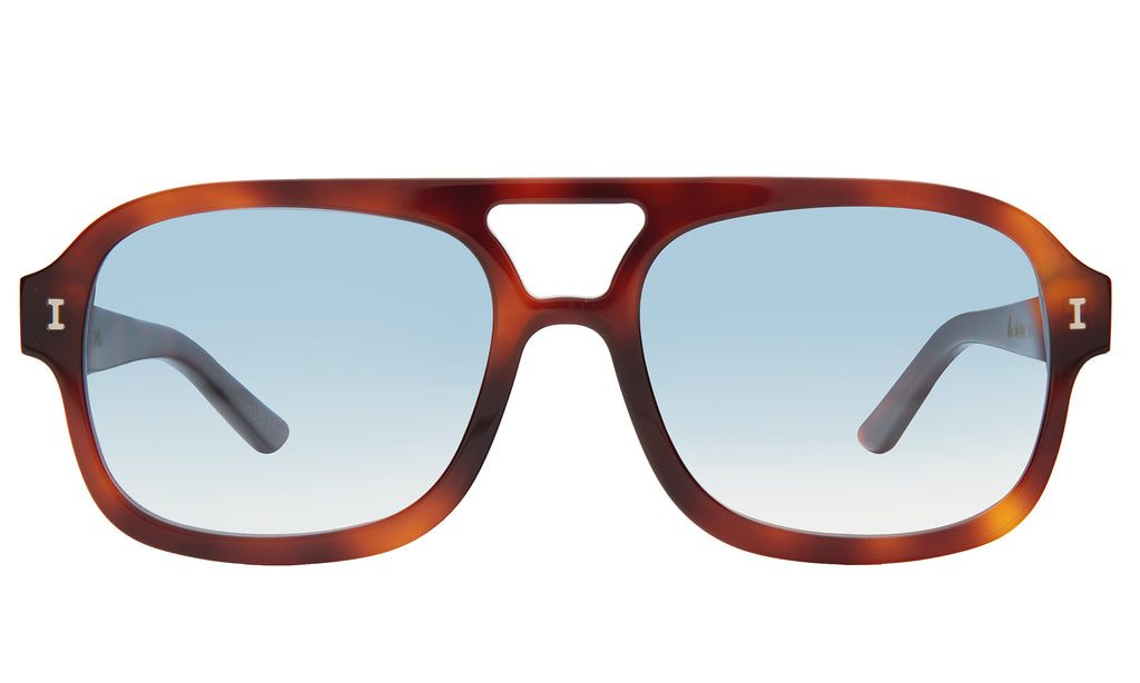 Illesteva Classic Aviator Sunglasses - Brown Tortoiseshell with Blue Gradient Le Vintage Illesteva Leonard Tortoise Sunglasses Italy C4 48-22  main image 4