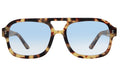 Front view of Memphis Sunglasses in Tortoise/Blue Gradient See Through