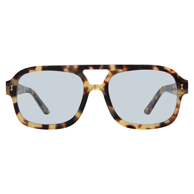 Memphis Sunglasses front view in Tortoise with Light Blue See Through