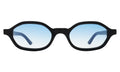 Front view of Munich Sunglasses in Black/Blue Flat Gradient See Through