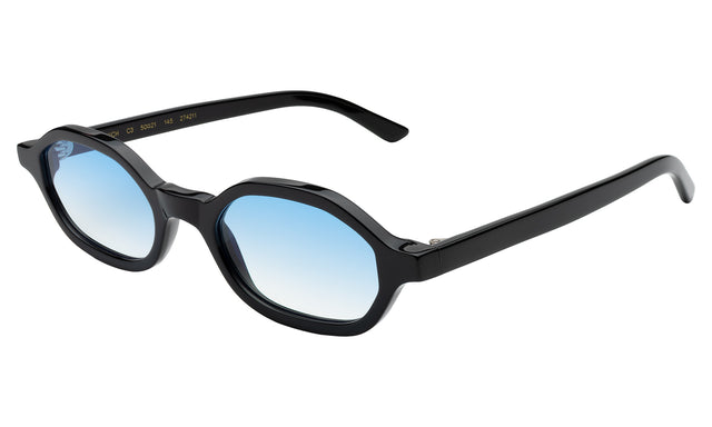 Munich Sunglasses side view in Black / Blue Flat Gradient See Through