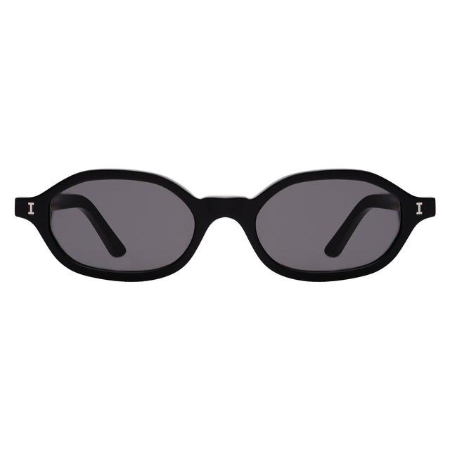 Munich Sunglasses front view in Black with Grey Flat