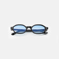 Front view of Munich Sunglasses in Black/Blue Flat Gradient See Through