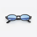 Front view of Munich Sunglasses in Black/Blue Flat Gradient See Through